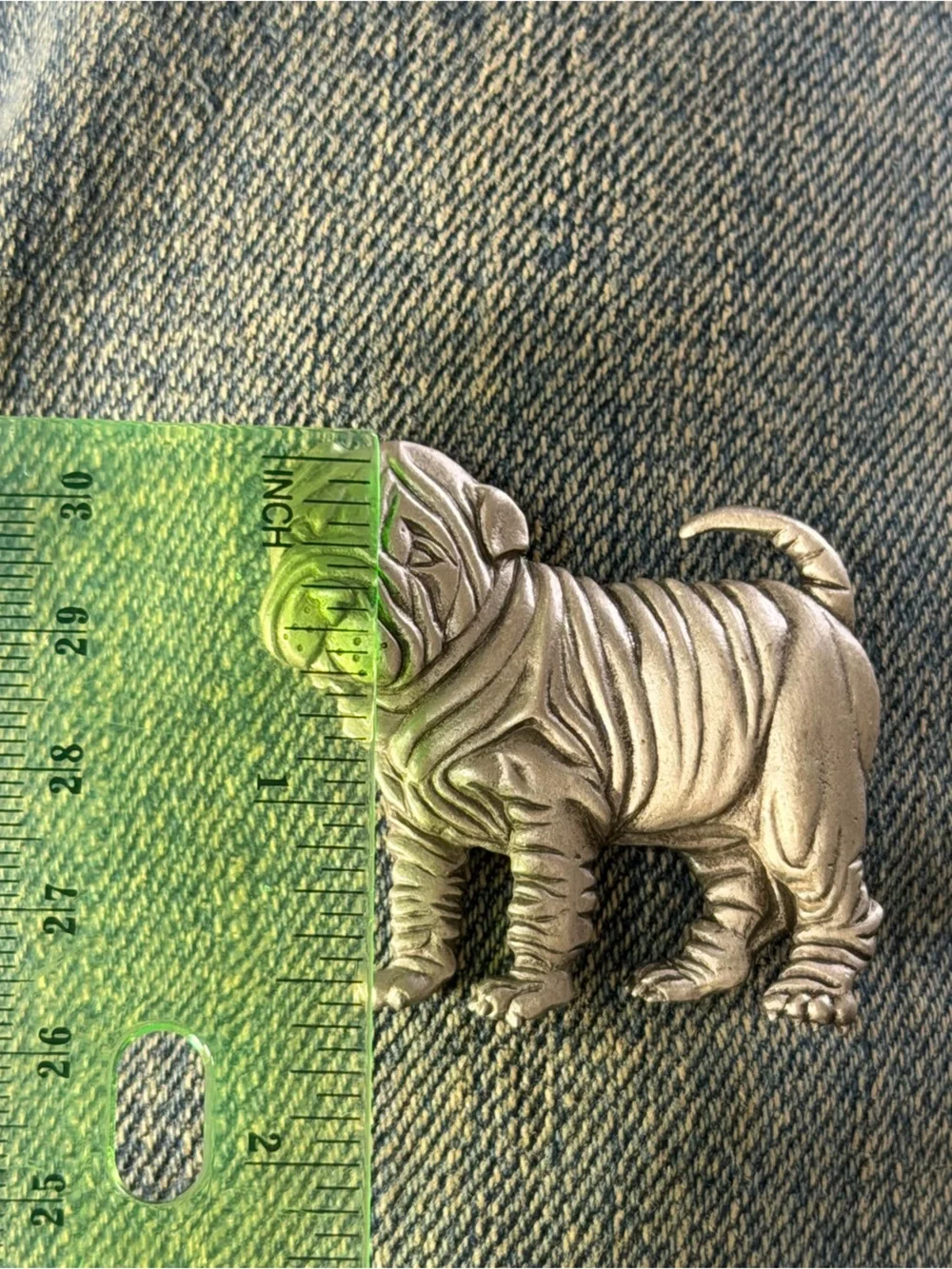 Vintage Silver Shar Pei Dog brooch pin